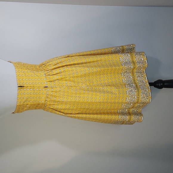 Anthropologie Girls From Savoy Yellow Patterned Strapless Pockets Dress Size 4 - Picture 3 of 9